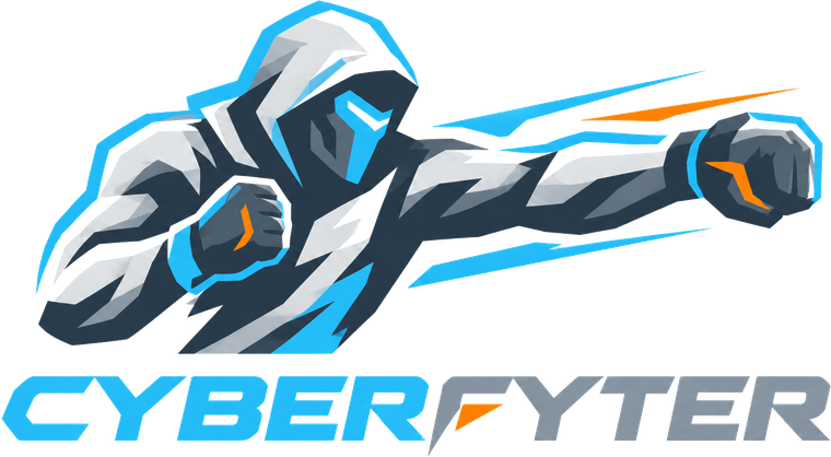 CyberFyter logo: a hooded fighter throwing a punch